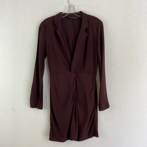 ZARA Burgundy Deep V Dress - Picture 1 of 7